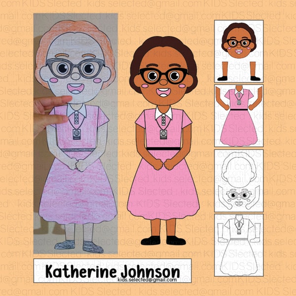 Women's History Month Bulletin Board Katherine Johnson Craft Coloring Pages Activities Door Decorations Cut and Paste Printable Art Projects