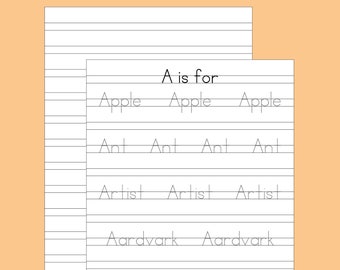 handwriting without tears uk Handwriting Without Tears Alphabet Words Letter Formation A-Z Printable Tracing Practice Worksheet Paper Digital Format for Kids
