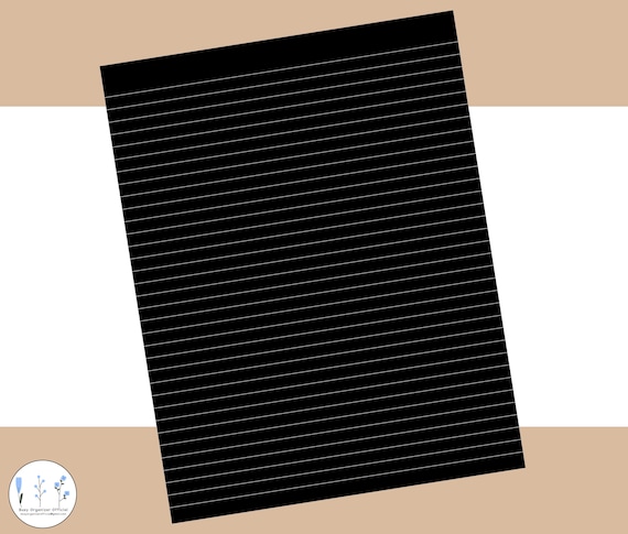 Lined Black Paper Printable PDF Digital Instant Download Image