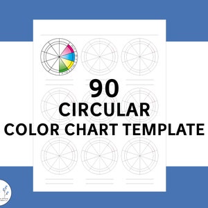 90 Carta de colores de lápiz Plantilla circular Imprimible Acuarela Muestra Gráficos Paleta Color Tracker Pdf Descarga instantánea digital