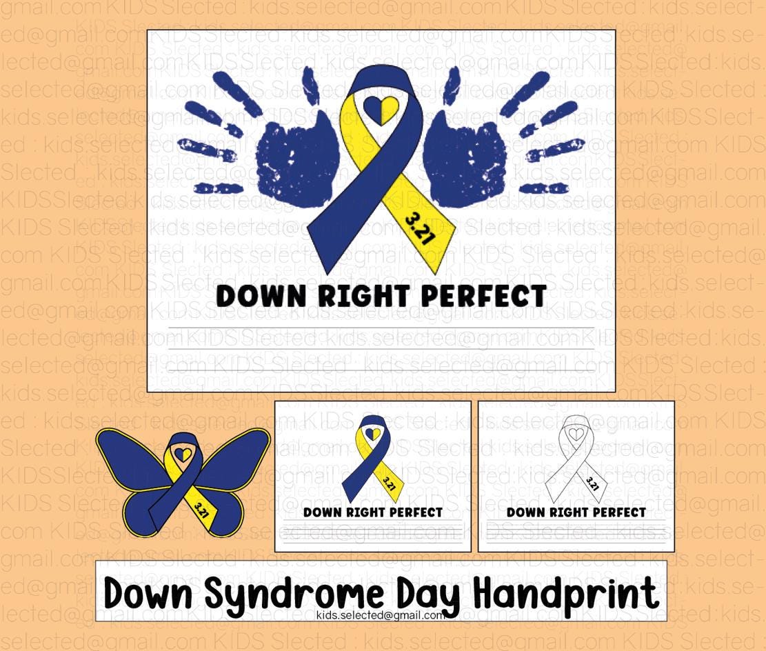World Down Syndrome Day Handprint Painting Art Writing Activities Ribbon Awareness  Down Right Perfect Printable Worksheet Projects for kids