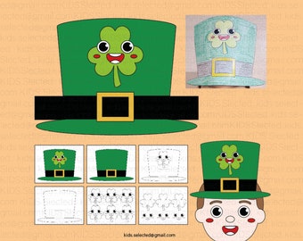 Leprechaun Hat Craft St Patricks Day Activities Paper Crown Headband Coloring Projects Printable Party Custome