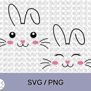Bunny Face Svg Happy Easter Bunnies Girl Wimpers Konijn Png Clipart Digital Instant Download