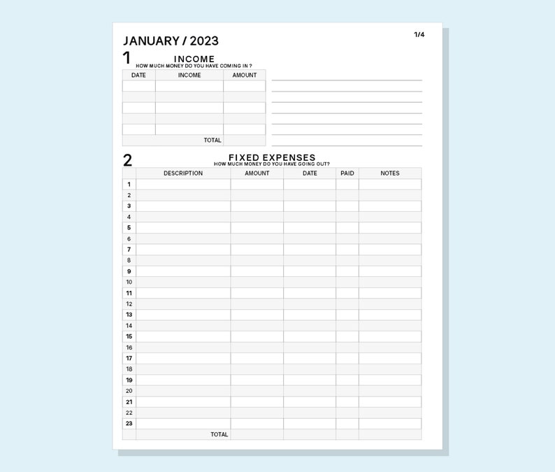 Kakeibo Budget Planner 2023 Printable Pdf Inserts Digital File Instant