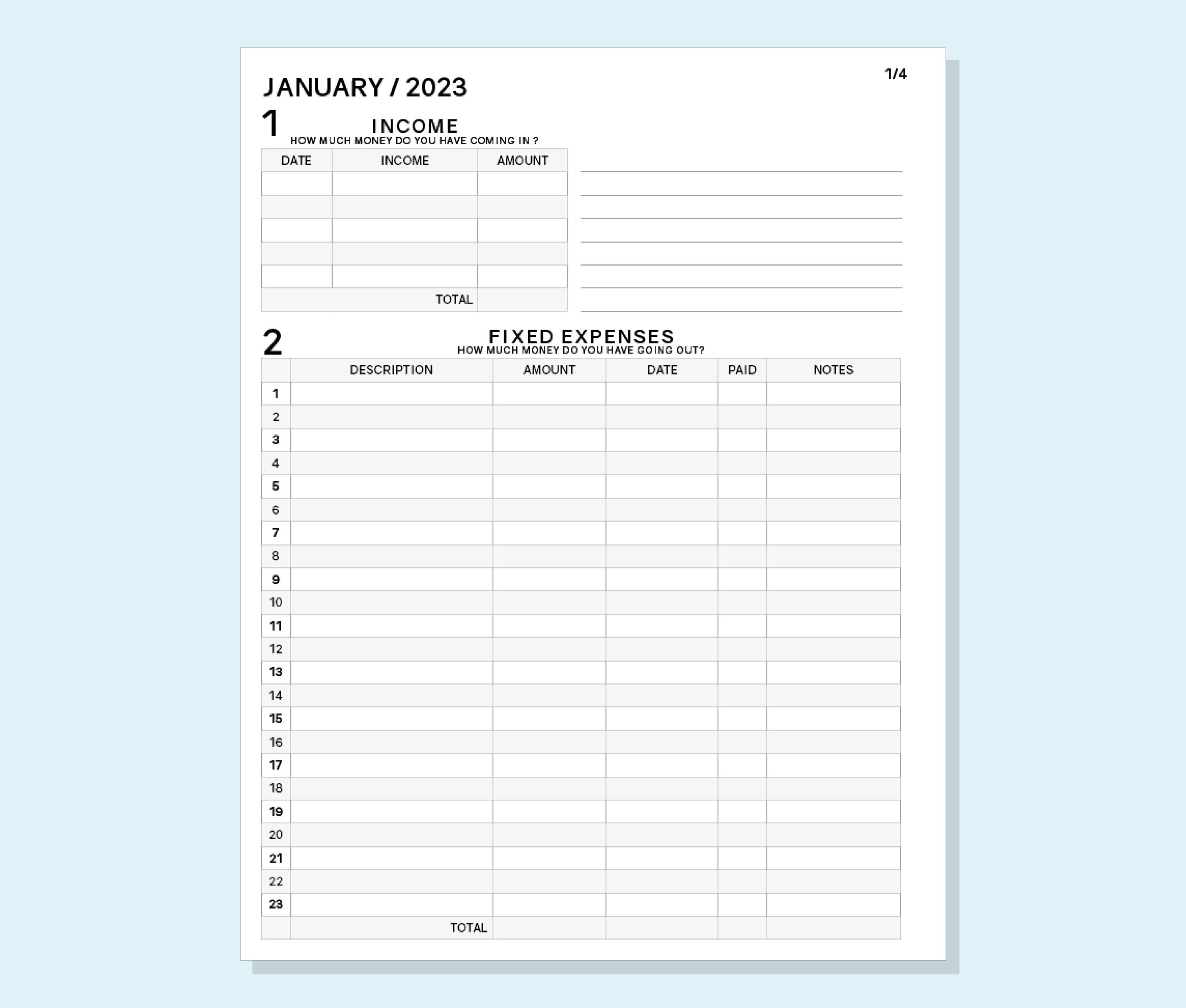 Colorful Budget Inserts for Planners
