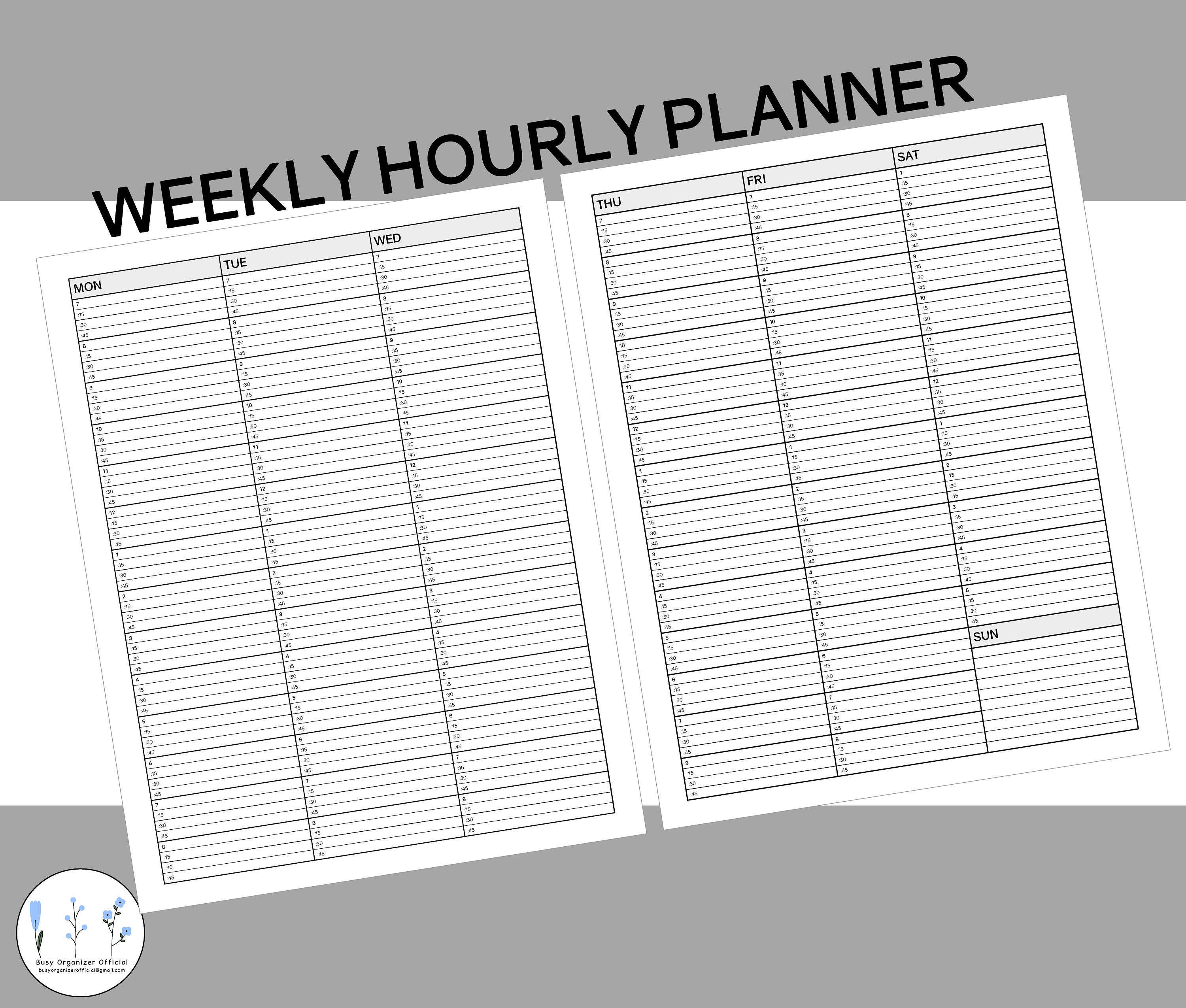 weekly hourly planner printable undated daily appointment etsy singapore