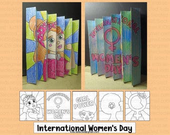 International Women's Day Craft Agamograph Art Activities Bulletin Board Idea Coloring Pages 3D Project for Printable for Kindergarten