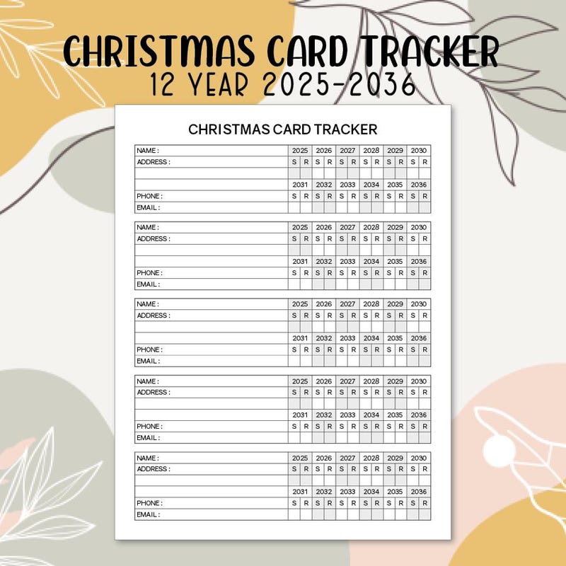Christmas Card Tracker 2025 - Etsy