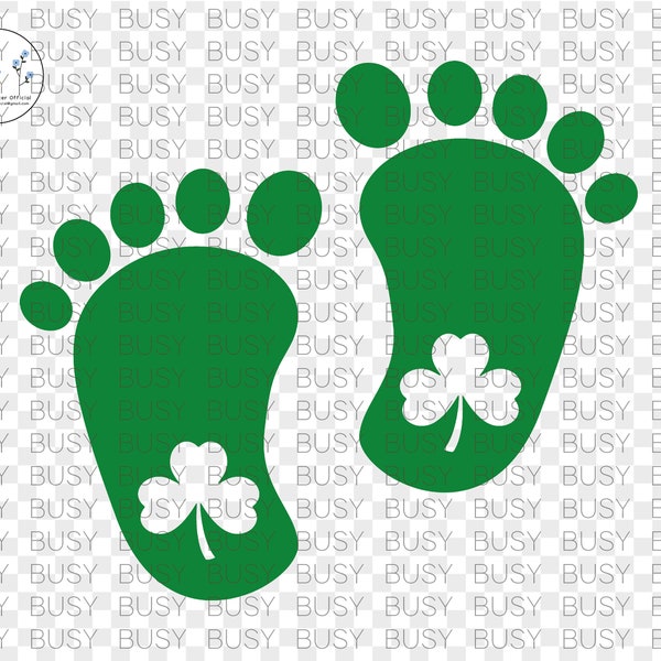 Baby Feet Shamrock Svg Png Green Clover Leaf Footprint Foot St. Patricks Day Clipart Digital File Instant Download Cut File for Shirt Cup