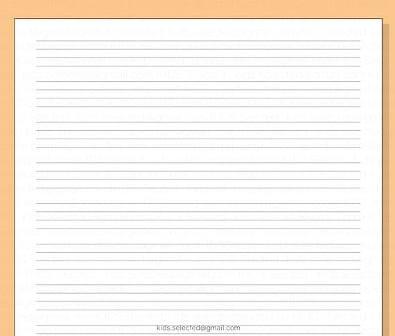 4 Lines Writing Paper for Kids Grade 1 Printable Handwriting Practice Worksheet Kindergarten Penmanship Paper Instant Download