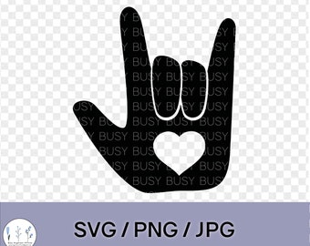 ASL Heart SVG Digital Instant Download I Love You American Sign Language Valentine&#39;s Day Hand Jpg Png Clipart Digital Cut file