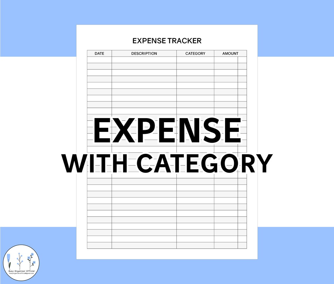Expense Tracker Printable With Category PDF Instant Download, Expense ...
