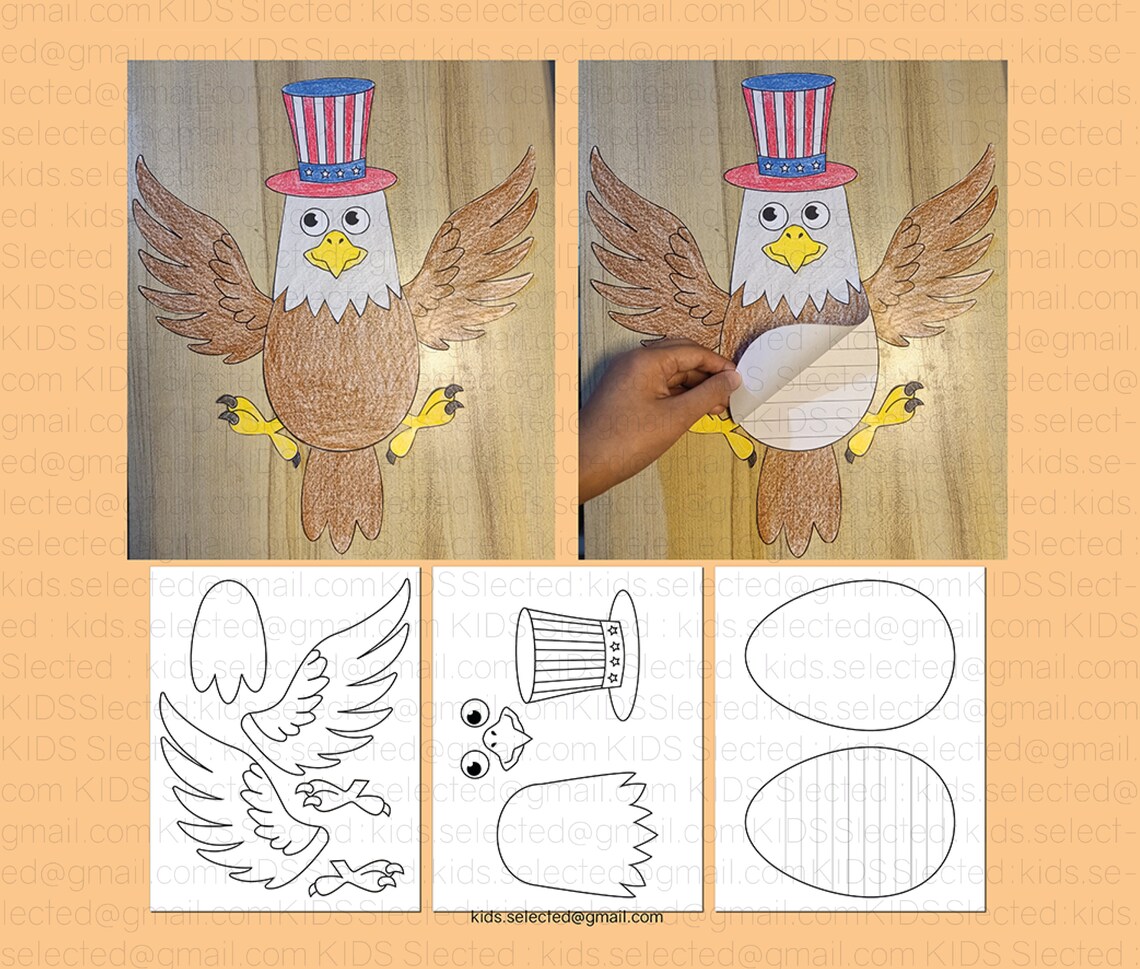 Bald Eagle Craft 4th of July Bulletin Board American Symbols Activities ...