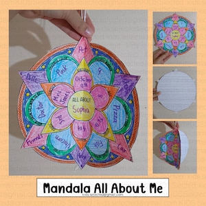 All About Me Printable Math Mandala Writing Template First Day of School Interview Questionnaire Activities Back to School Craft