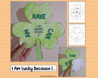 St. Patrick's Day Schrijven en knutselen Prikbord Klaver Ik heb geluk omdat afdrukbare activiteiten voor kinderen kleuterschoolproject