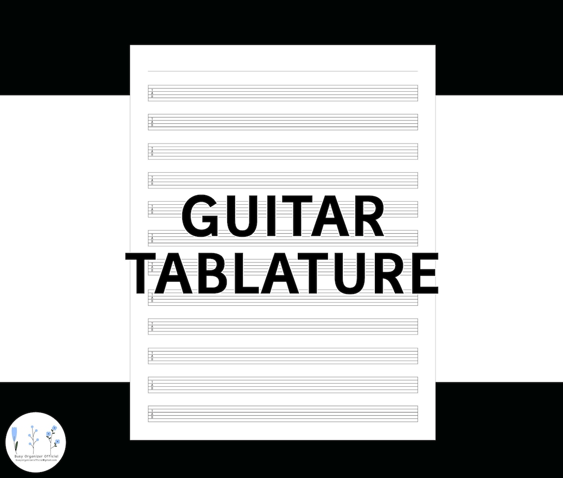 Guitar Tablature Paper Printable Pdf Digital Instant Download 12 Lines