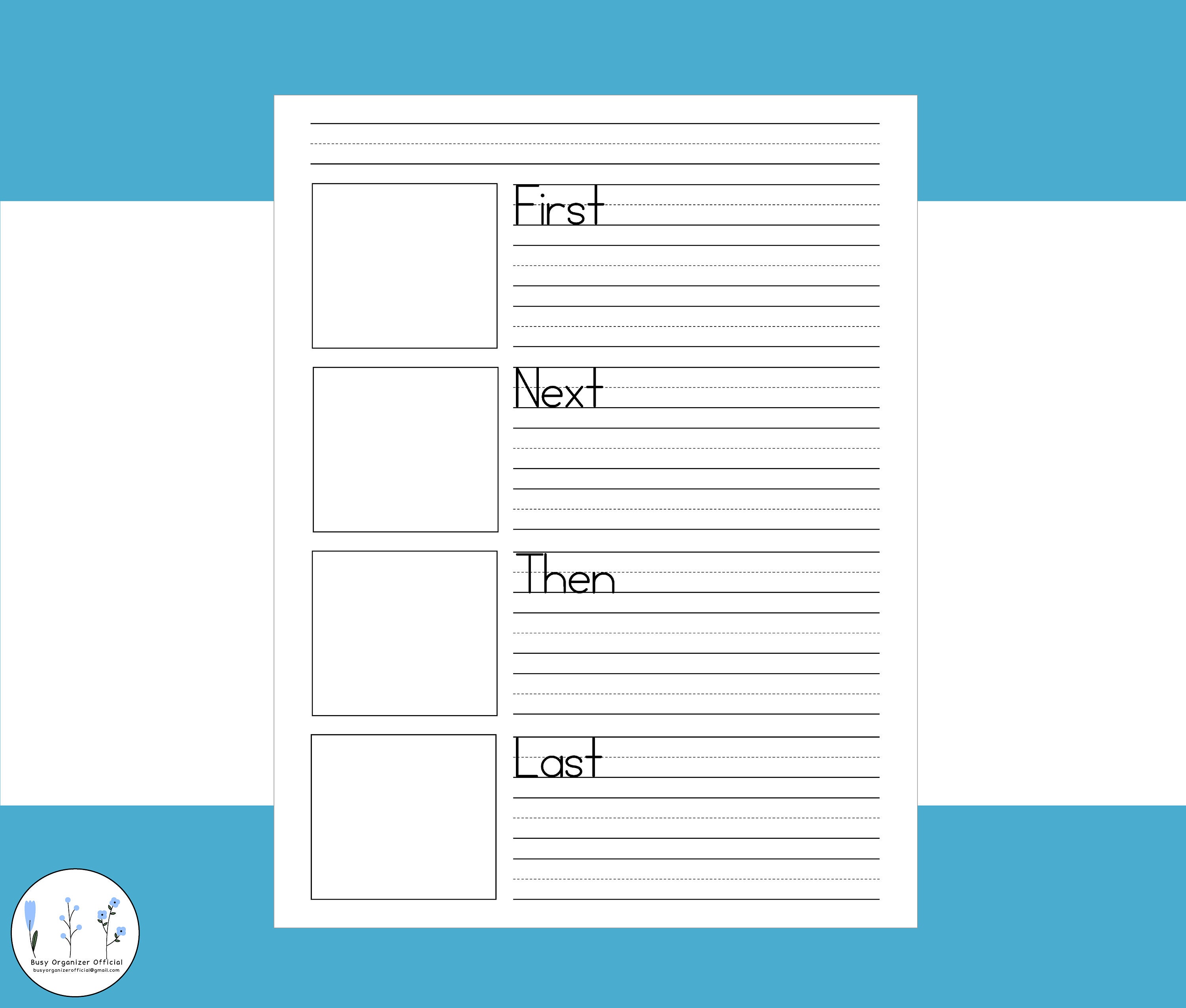 sequencing writing paper with picture space printable pdf etsy