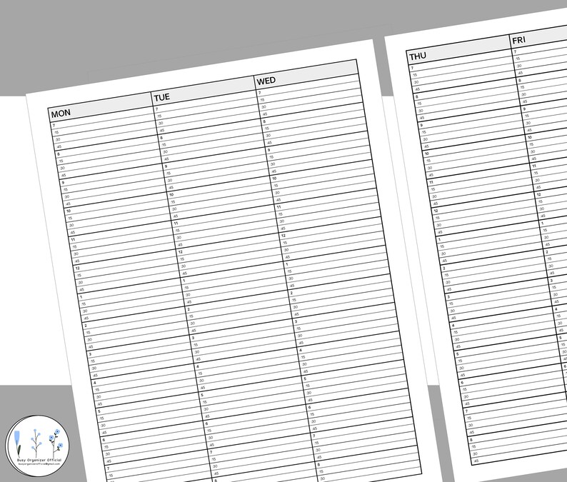 Weekly Hourly Planner Printable Undated Daily Appointment Schedule Pdf
