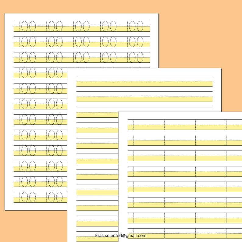 Handwriting Practice Sheet Highlighted Paper Yellow Lines Tracing