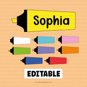 Editable Name Tags for Kids Printable Student Desk Name Plate Label Colorful Marker Theme Rainbow Classroom Decor