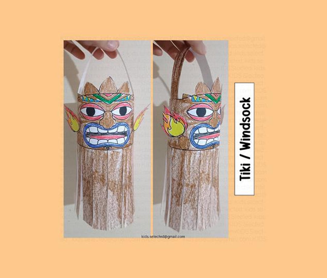 Tiki Craft Art Project Windsock Hawaiian Activities Luau Day Coloring ...
