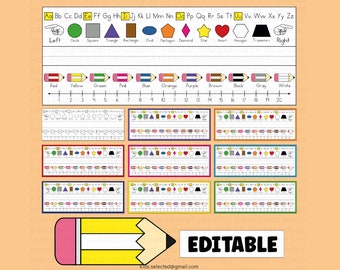 Editable Name Plates for Kids Rainbow Pencil Printable Student Desk Name Tags Label Colorful Template Classroom Decor Theme