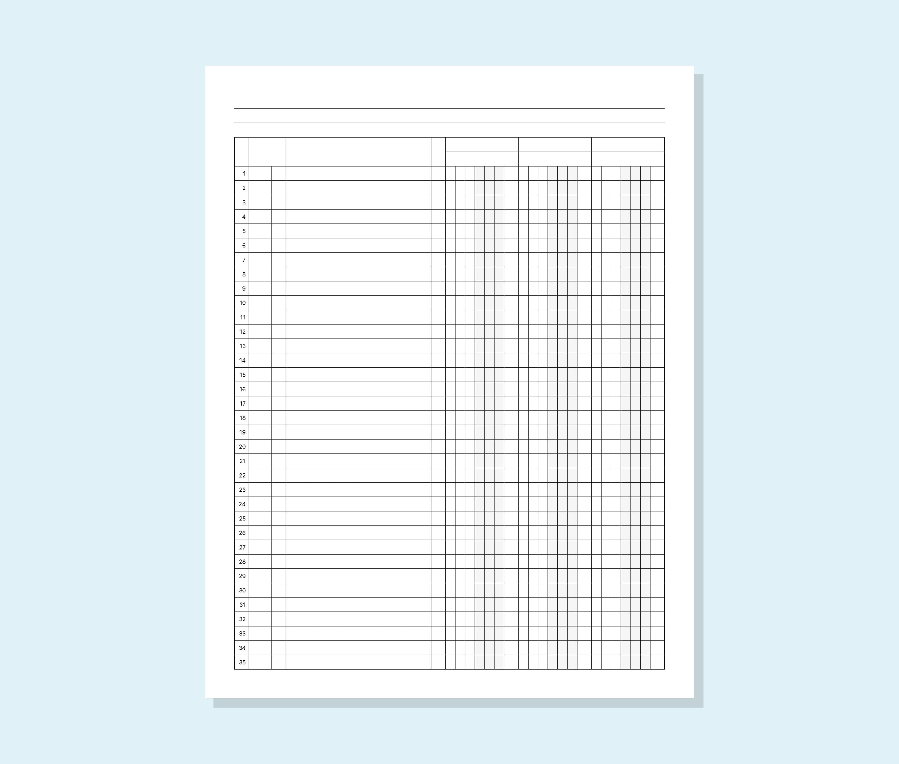 Accounting Ledger Book 3 Column Printable Pdf Inserts Digital File