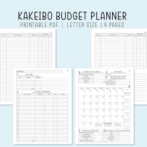 Kakeibo Budget Planner Printable Pdf Inserts Digital File Instant Download Simple Undated Template for Budget Planner and Expense Organizer