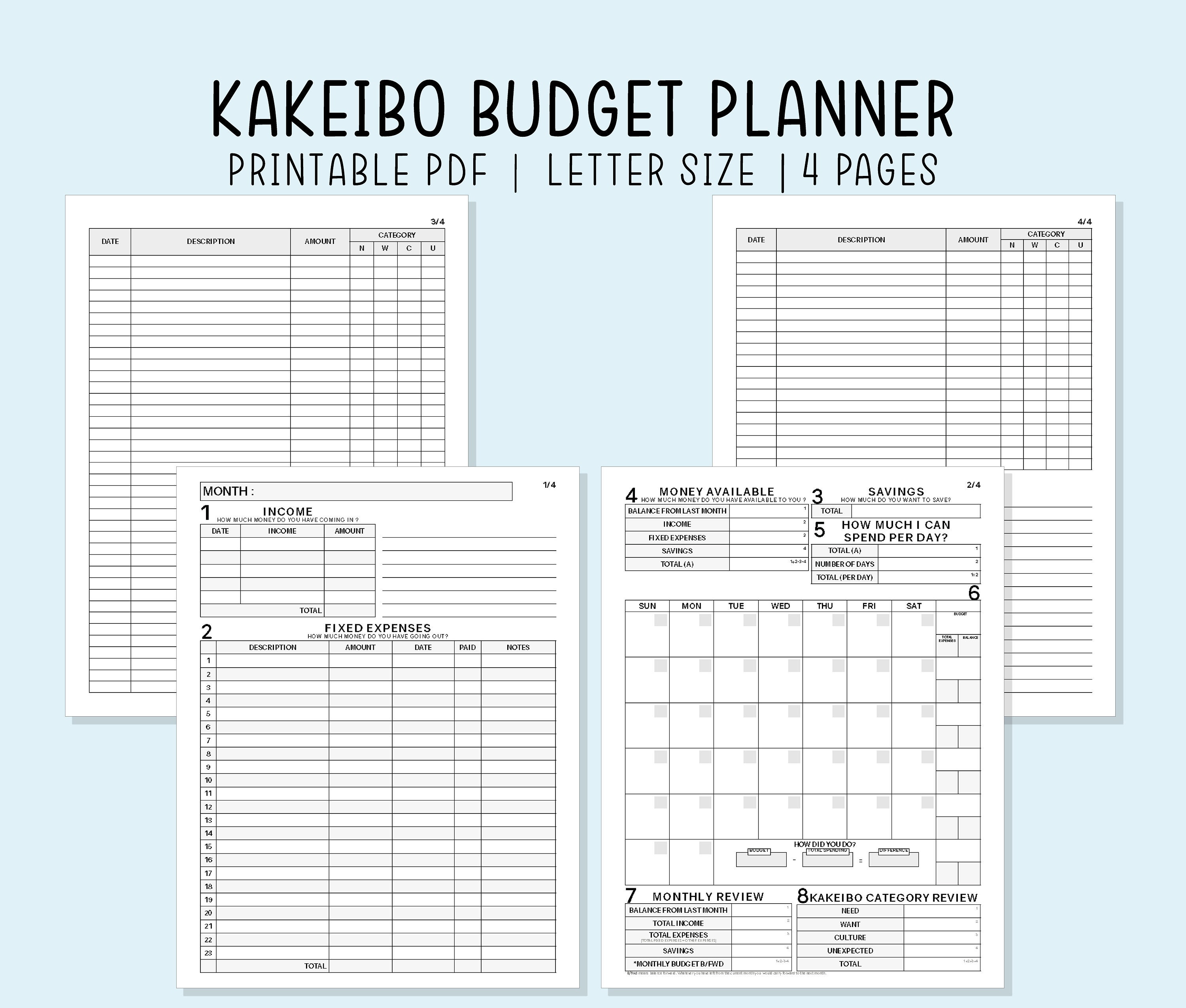 Kakeibo Budget Planner Printable Pdf Inserts Digital File Instant Download  Simple Undated Template for Budget Planner and Expense Organizer -   Israel