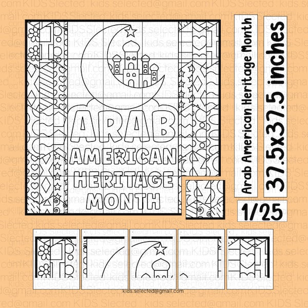 Arab American Heritage Month Bulletin Board Coloring Pages Activities Pop Art Math Craft Collaborative Poster Printable for Kindergarten