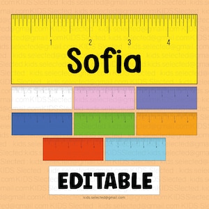 Editable Name Tags for Kids Printable Student Desk Name Plate Label Colorful Ruler Theme Rainbow Classroom Decor