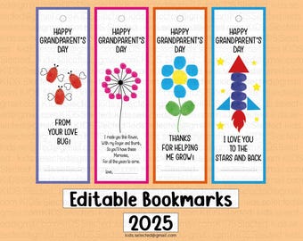 Grandparents Day Craft Fingerprint Bookmarks Art Keepsake Writing Activities 2025 Project Printable for Kids Kindergarten