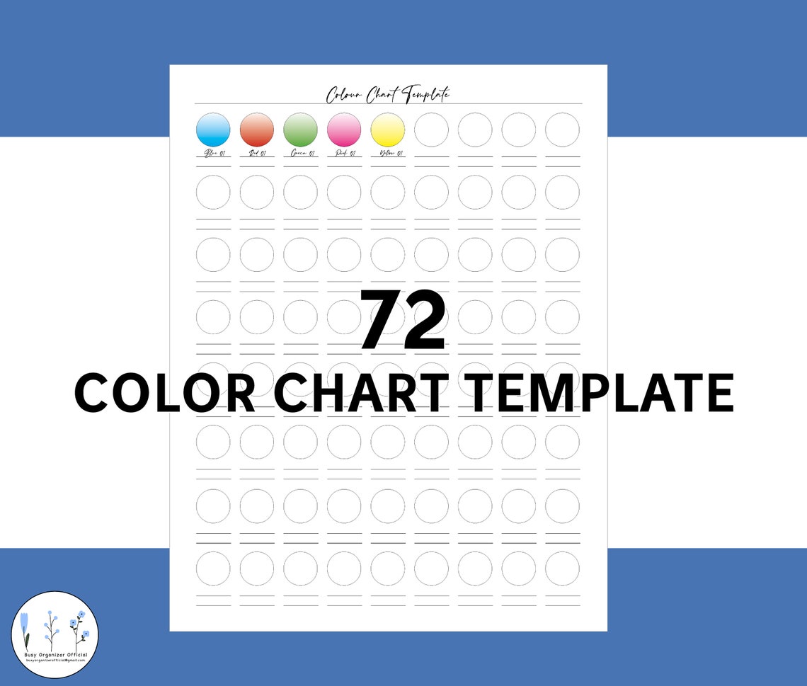 72 Pencil Color Chart Template Printable Watercolor Swatch Charts