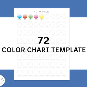 Modèle de nuancier de 72 crayons, nuanciers aquarelle imprimables, traqueur des couleurs de la palette PDF à télécharger