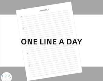 5 Year One Line a Day Journal Printable Pdf 366 Day Five Memory Book Template Digital Instant Download