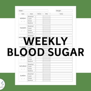 Blood Sugar Tracker Monthly Glucose Log for Diabetics Printable Health Tracker Medical Planner