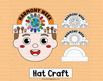 Plantilla para colorear, imprimir e imprimir de diadema con corona para la Semana de la Armonía, proyectos de arte para niños de jardín de infantes