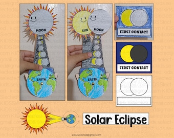 Solar Eclipse Craft Astronomy Activities Science Learning Art Project Printable for Kids Kindergarten Classroom