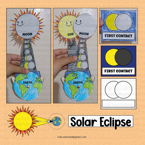 Solar Eclipse Craft Astronomy Activities Science Learning Art Project Printable for Kids Kindergarten Classroom