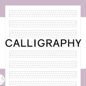 Blank Calligraphy Penmanship Handwriting Practice Sheets Printable PDF Digital Instant Download Slanted Angle Lined Guide Pages