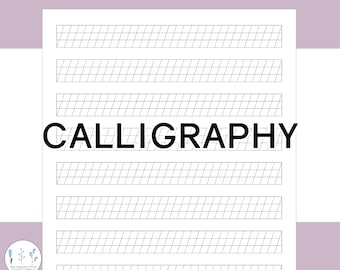Blank Calligraphy Penmanship Handwriting Practice Sheets Printable PDF Digital Instant Download Slanted Angle Lined Guide Pages
