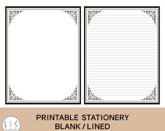 Vintage Stationery Paper Printable Lined Unlined Writing Paper Digital Download Letter 8.5x11 Inches
