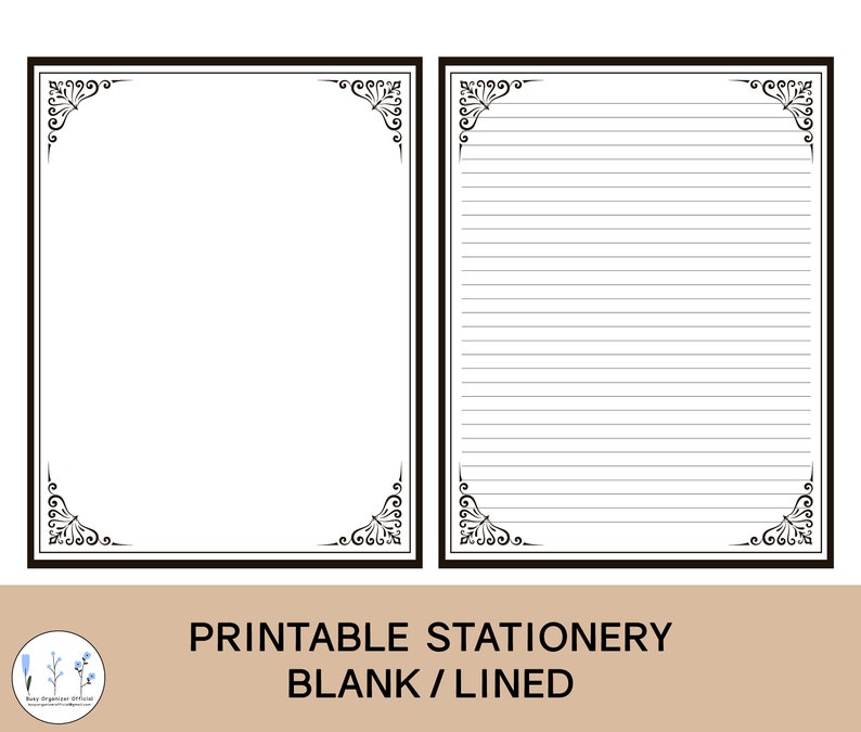 Vintage Stationery Paper Printable Lined Unlined Writing Paper Digital ...