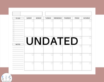 May include: A black and white printable undated weekly planner with sections for "To Do", "Notes", and each day of the week: Sunday, Monday, Tuesday, Wednesday, Thursday, Friday, and Saturday.