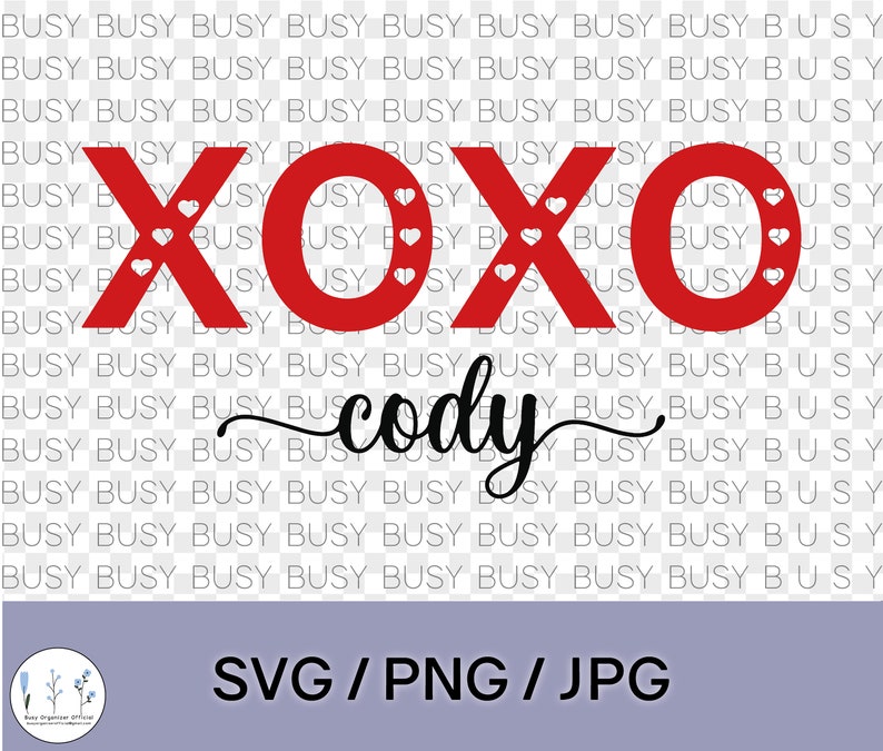 XOXO Cody Heart Svg Digital Instant Download Valentine Day Etsy