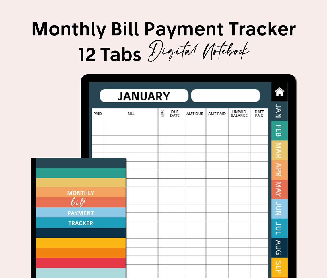 Digital Bill Payment Tracker Planner Undated Monthly Financial Etsy