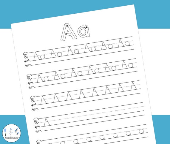 alphabet tracing worksheets printable letter abc handwriting etsy