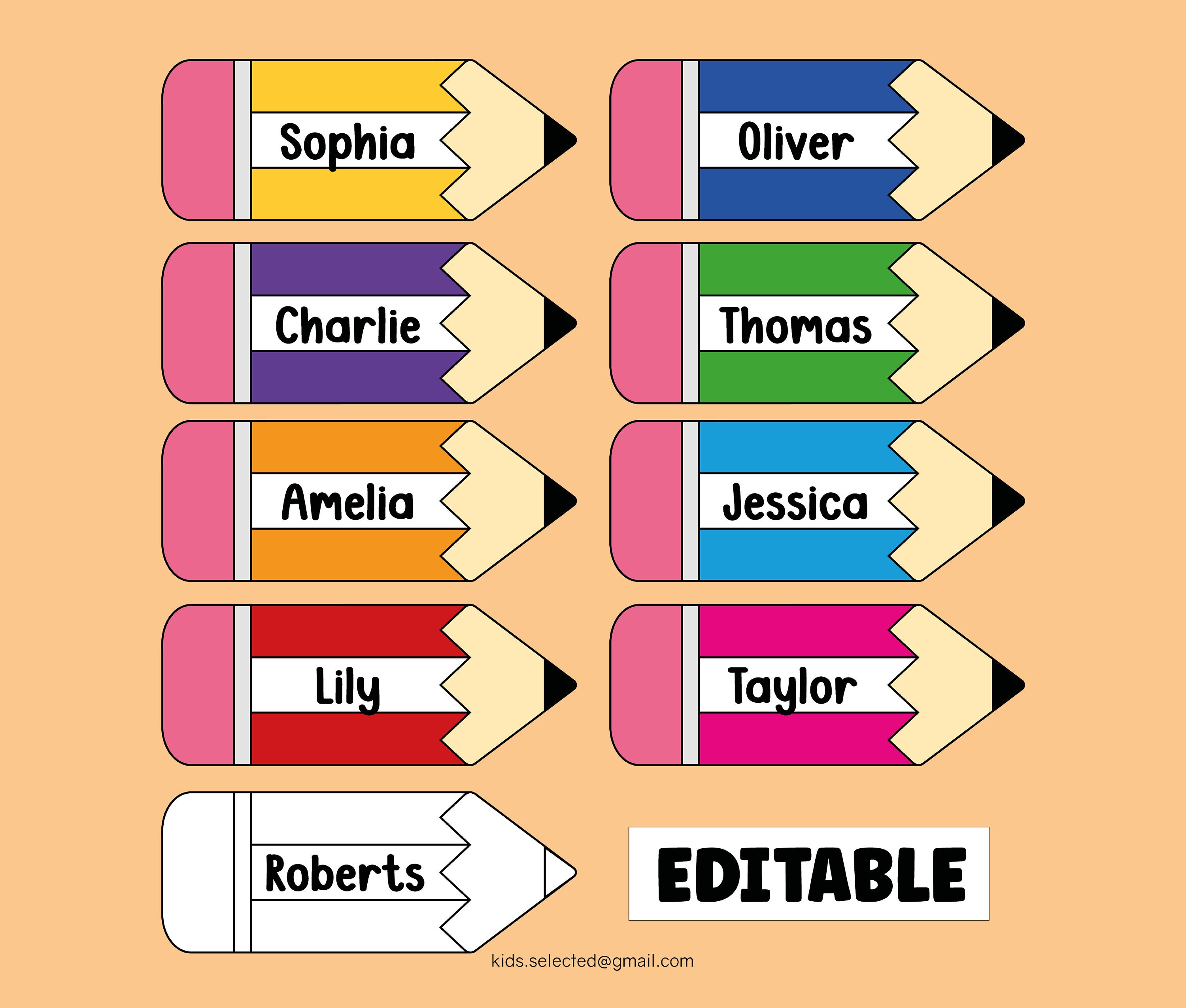 Editable pencil name labels