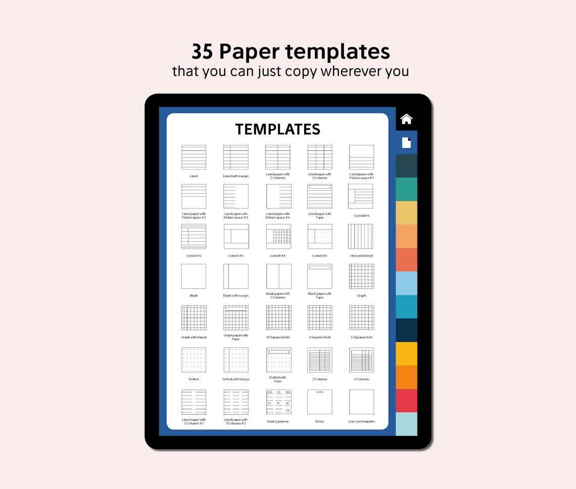 Digital Notebook 12 Hyperlinked Tabs for Goodnotes Notability Etsy