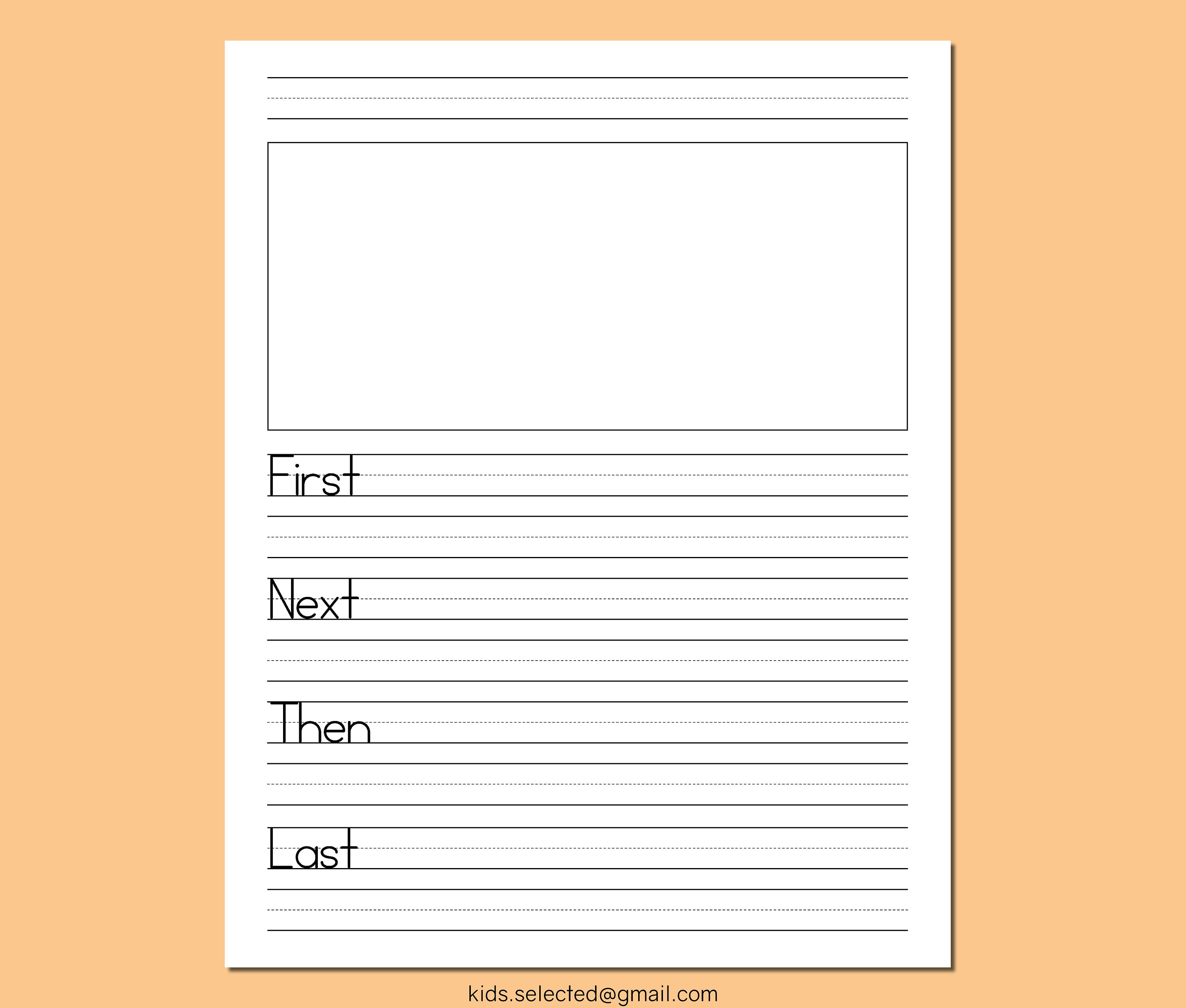 sequence writing paper with picture space printable pdf etsy